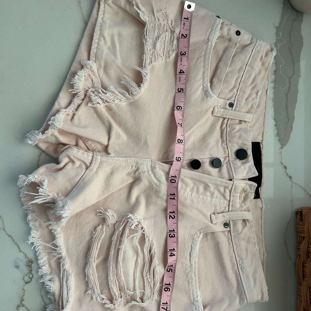 Alexander Wang Pink Distressed Jean Shorts - Picture 9 of 9